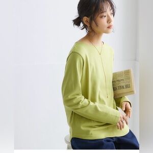 Chicos Size 2 (L) Lime Green Cashmere Blend Knit Pullover Sweater